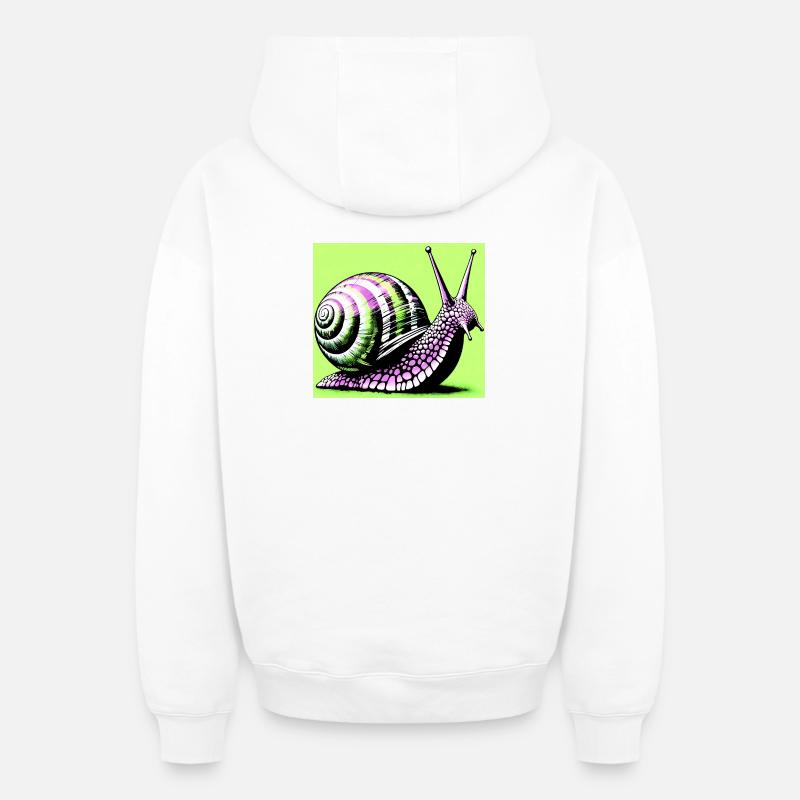 Escargot - Sweat à capuche unisexe zippé oversize épais SPREAD - blanc