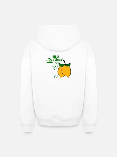 Lemons - Oversized Heavyweight Unisex Zip Hoodie - white