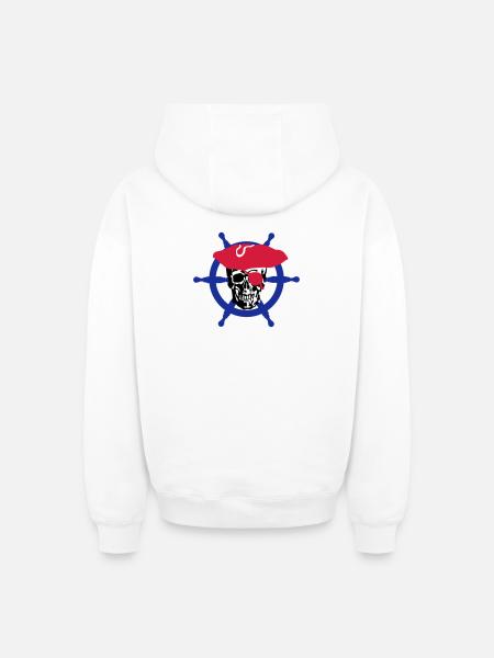 skull pirate - Sweat à capuche unisexe zippé oversize épais SPREAD - blanc