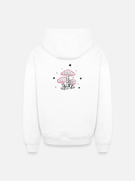 Fly agaric, fungi with stars, mushrooms - Oversized Heavyweight Unisex Zip Hoodie - white