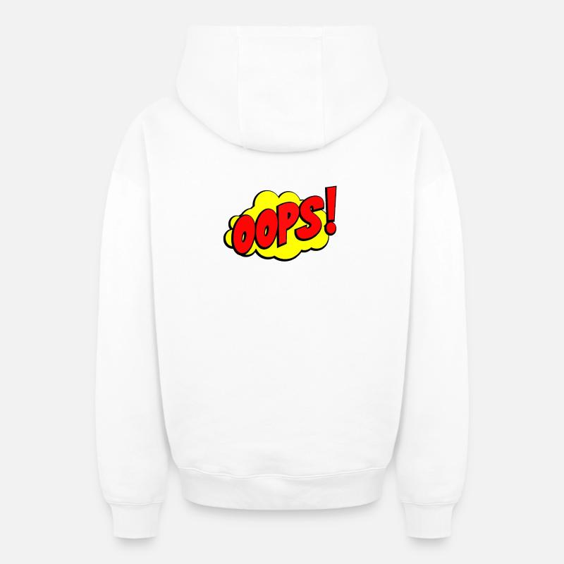 Cartoon Oops Comic Design - Oversized Heavyweight Unisex Zip Hoodie - Weiß