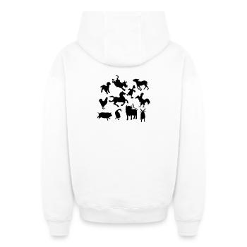 Animaux de ferme - Sweat à capuche unisexe zippé oversize épais SPREAD - blanc - Dos - AI Model Male 178 light (178cm)
