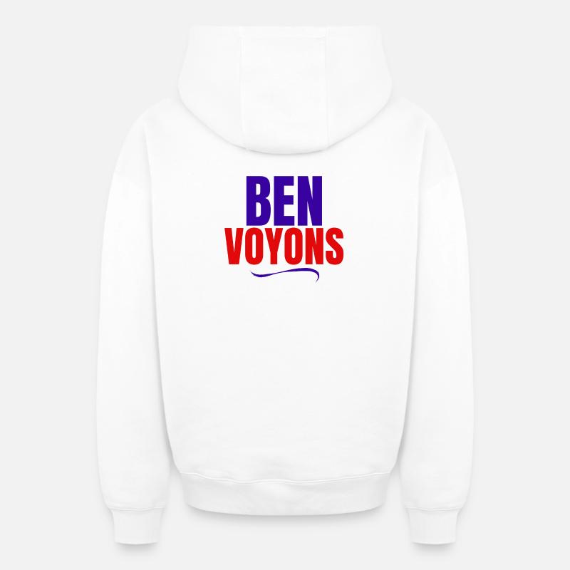 ben voyons, expression - Sweat à capuche unisexe zippé oversize épais SPREAD - blanc