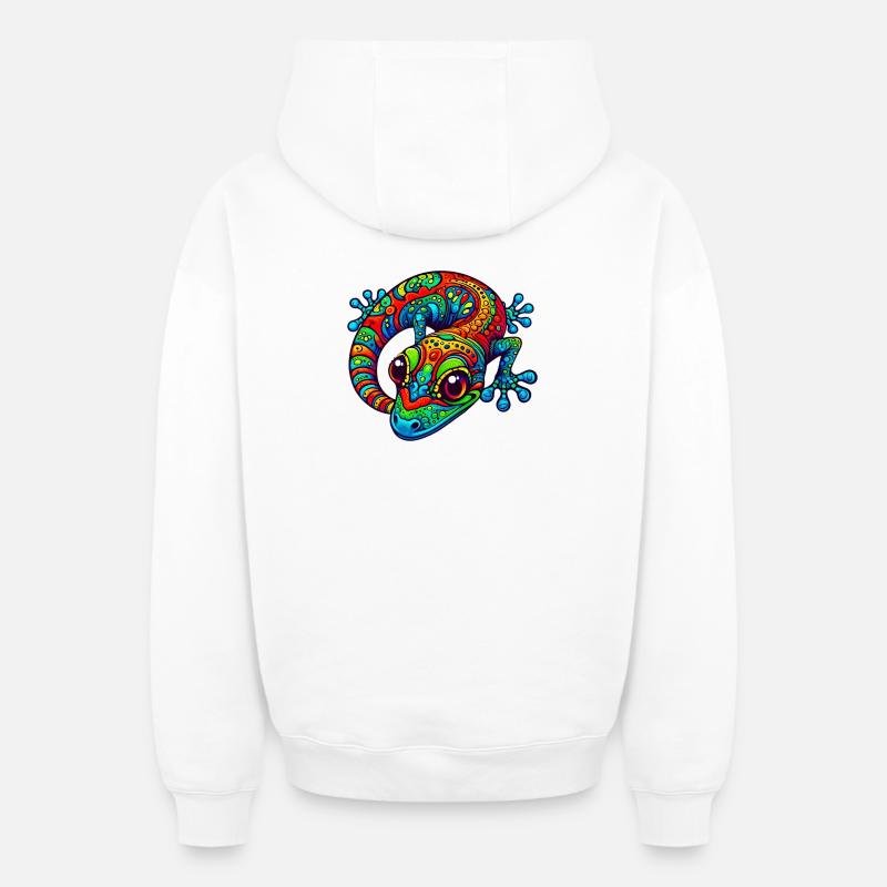 Gecko - Sweat à capuche unisexe zippé oversize épais SPREAD - blanc