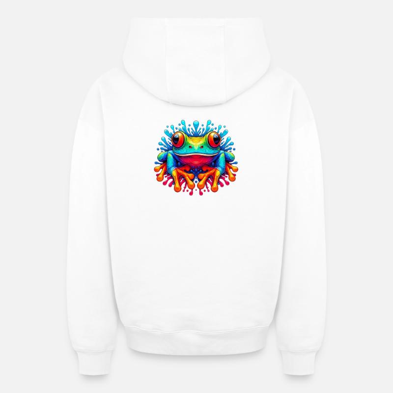 Grenouille - Sweat à capuche unisexe zippé oversize épais SPREAD - blanc