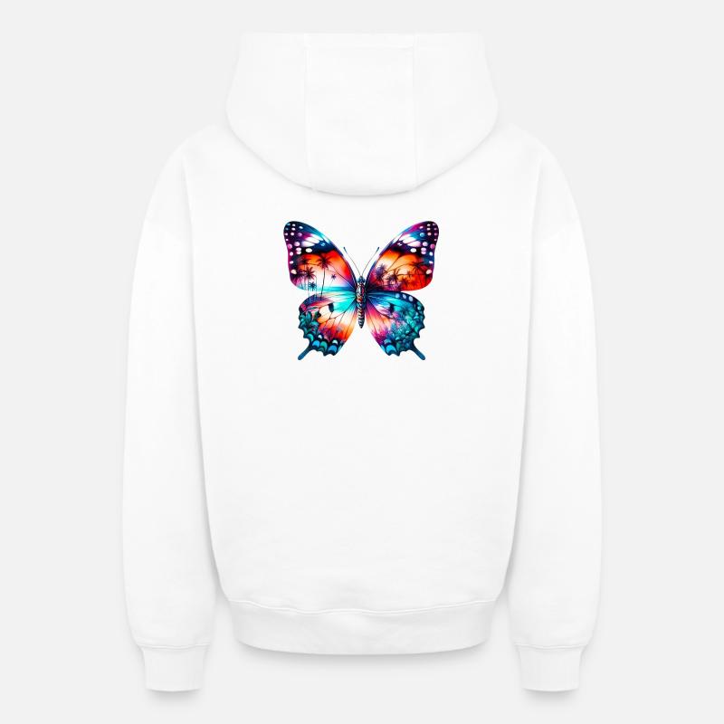 Papillon - Sweat à capuche unisexe zippé oversize épais SPREAD - blanc