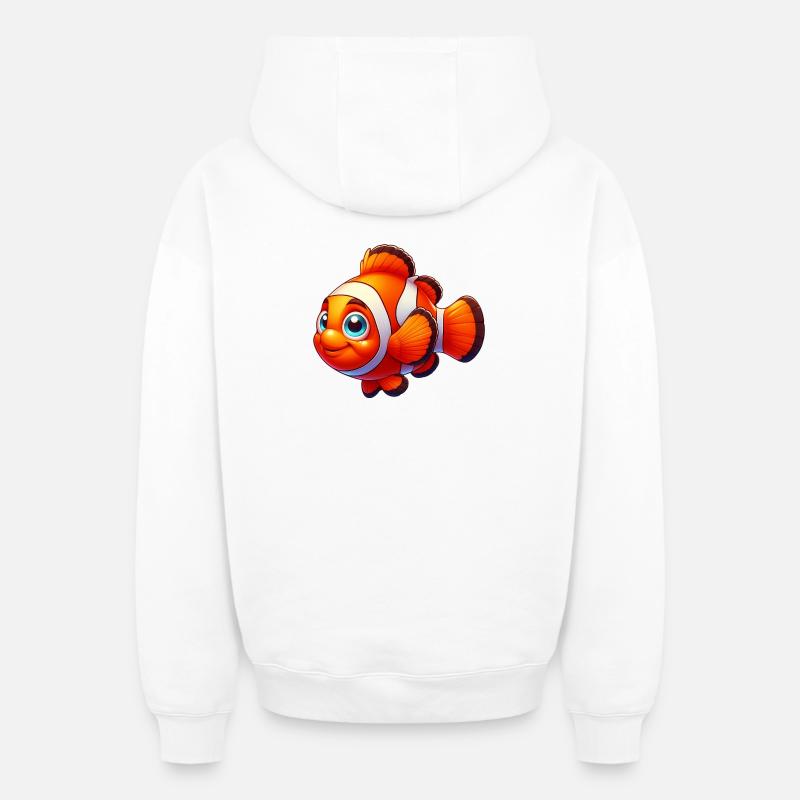 Poisson-clown - Sweat à capuche unisexe zippé oversize épais SPREAD - blanc