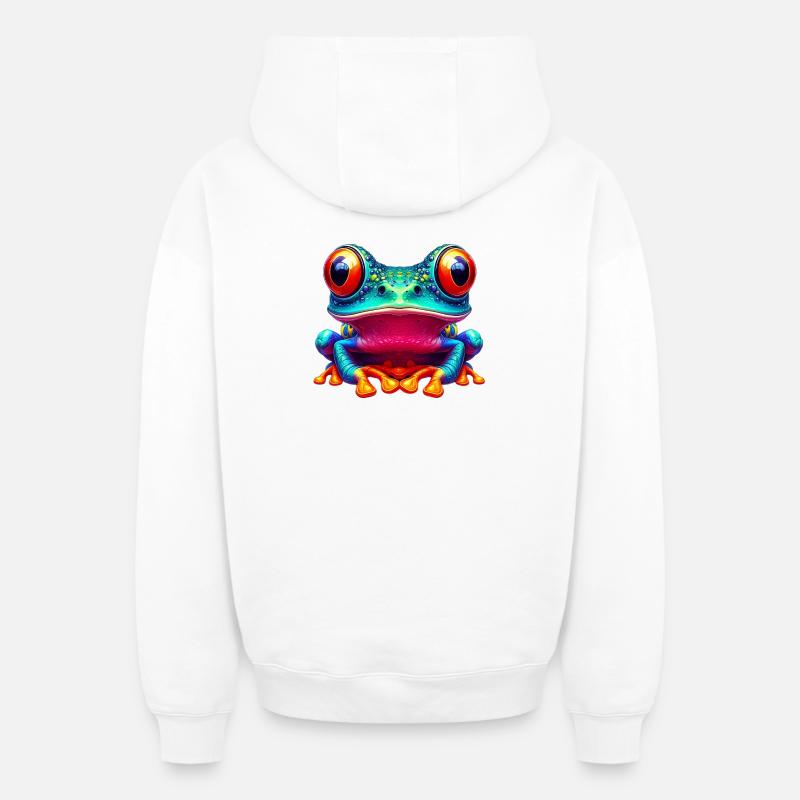 Grenouille - Sweat à capuche unisexe zippé oversize épais SPREAD - blanc