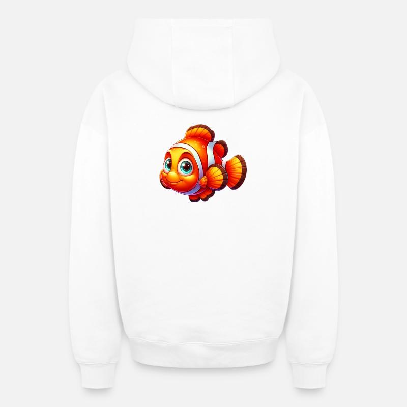 Poisson-clown - Sweat à capuche unisexe zippé oversize épais SPREAD - blanc
