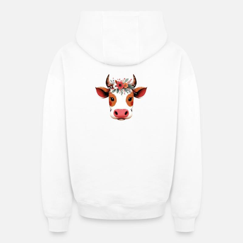 Vache - Sweat à capuche unisexe zippé oversize épais SPREAD - blanc