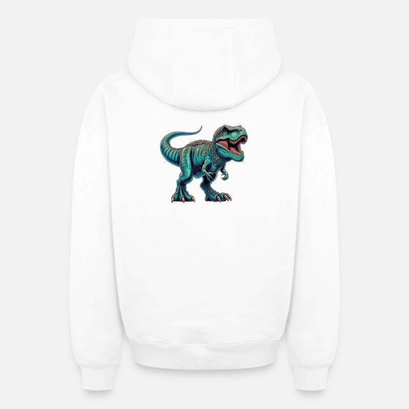 Dinosaure - Sweat à capuche unisexe zippé oversize épais SPREAD - blanc
