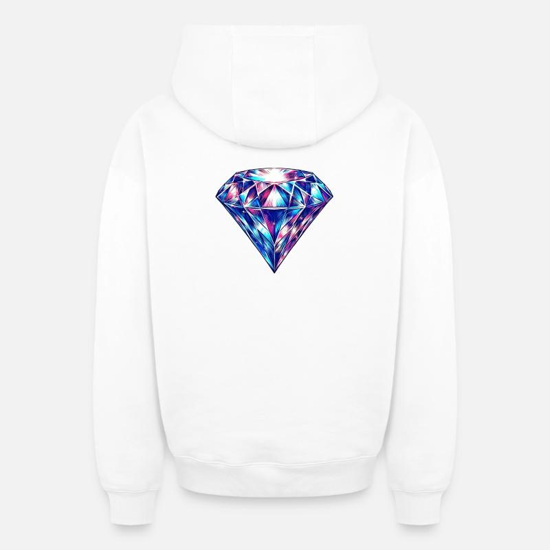 Diamant - Sweat à capuche unisexe zippé oversize épais SPREAD - blanc