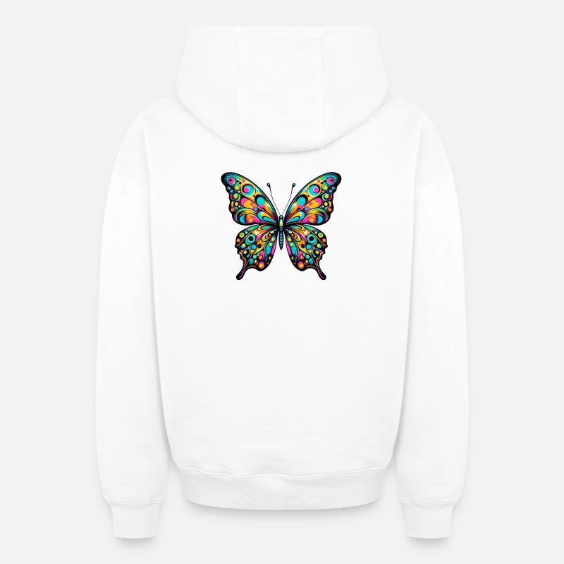 Papillon - Sweat à capuche unisexe zippé oversize épais SPREAD - blanc