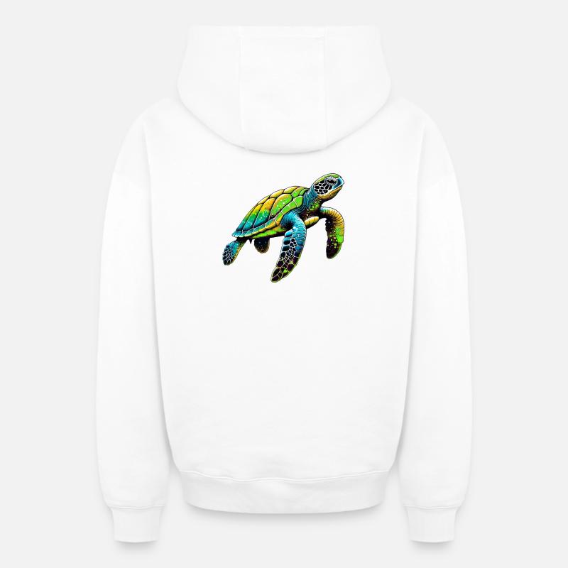 Tortue - Sweat à capuche unisexe zippé oversize épais SPREAD - blanc