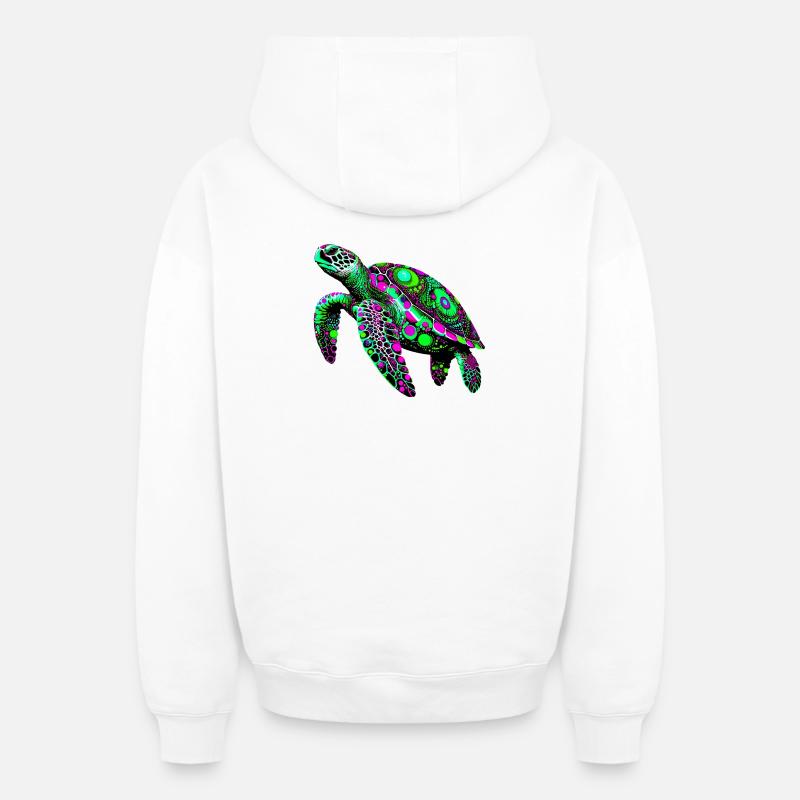Tortue - Sweat à capuche unisexe zippé oversize épais SPREAD - blanc