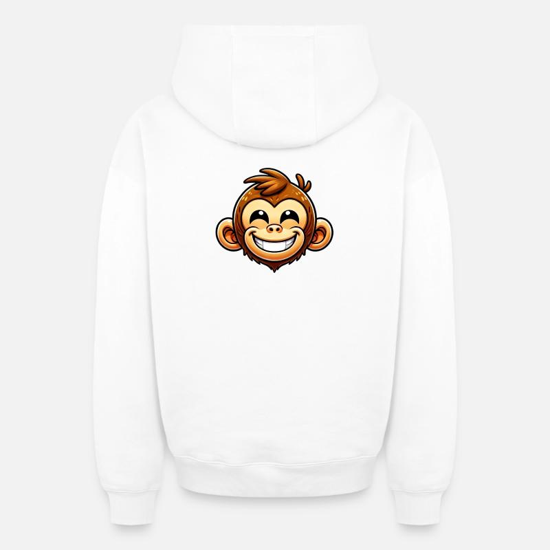 Singe - Sweat à capuche unisexe zippé oversize épais SPREAD - blanc