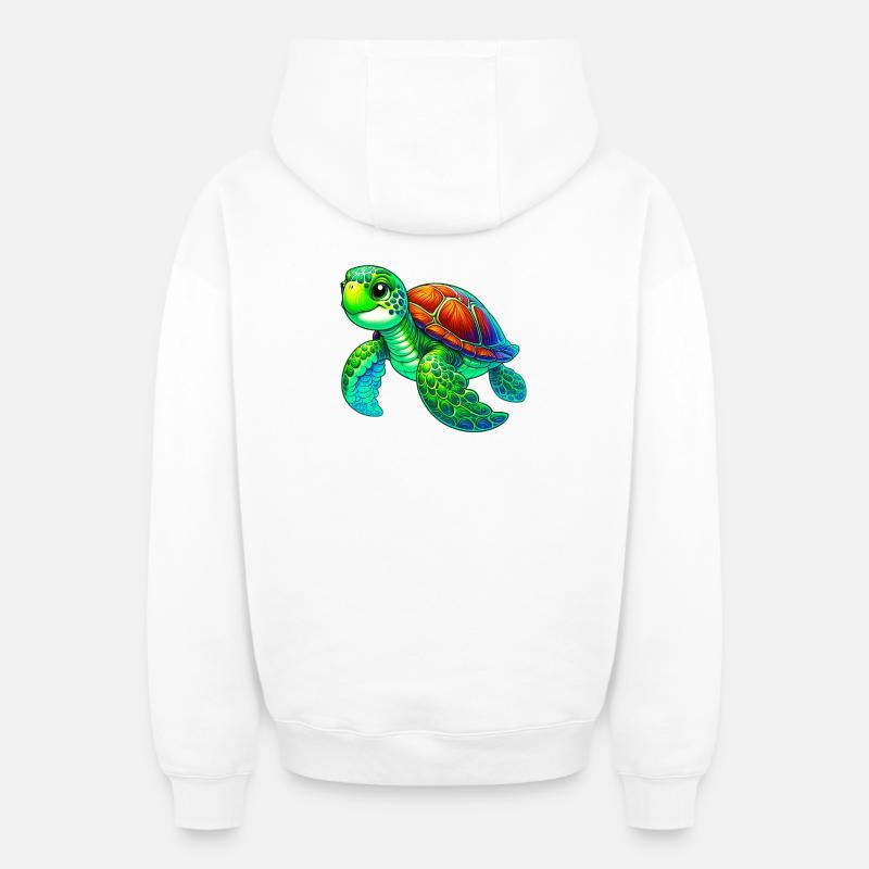 Tortue - Sweat à capuche unisexe zippé oversize épais SPREAD - blanc