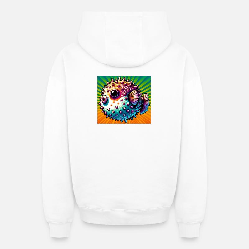 Blowfish - Sweat à capuche unisexe zippé oversize épais SPREAD - blanc