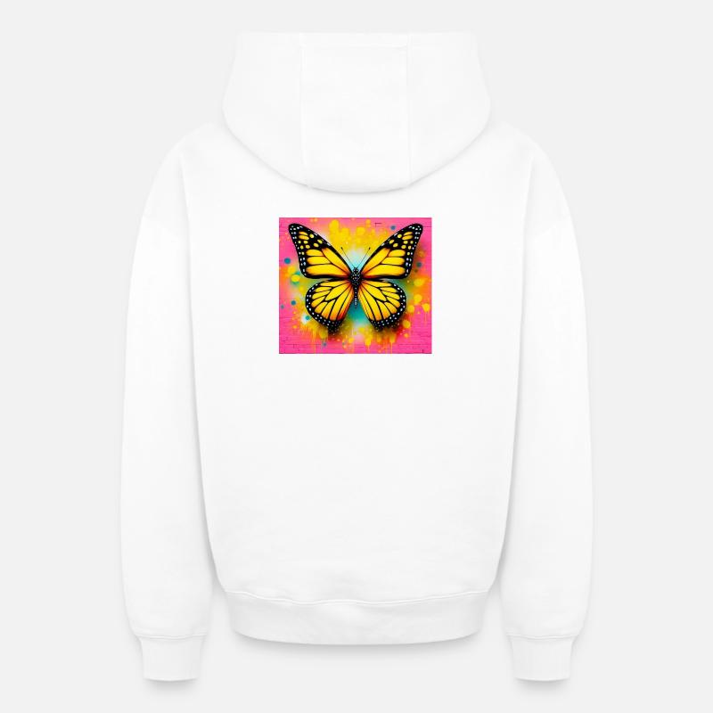 papillon - Sweat à capuche unisexe zippé oversize épais SPREAD - blanc