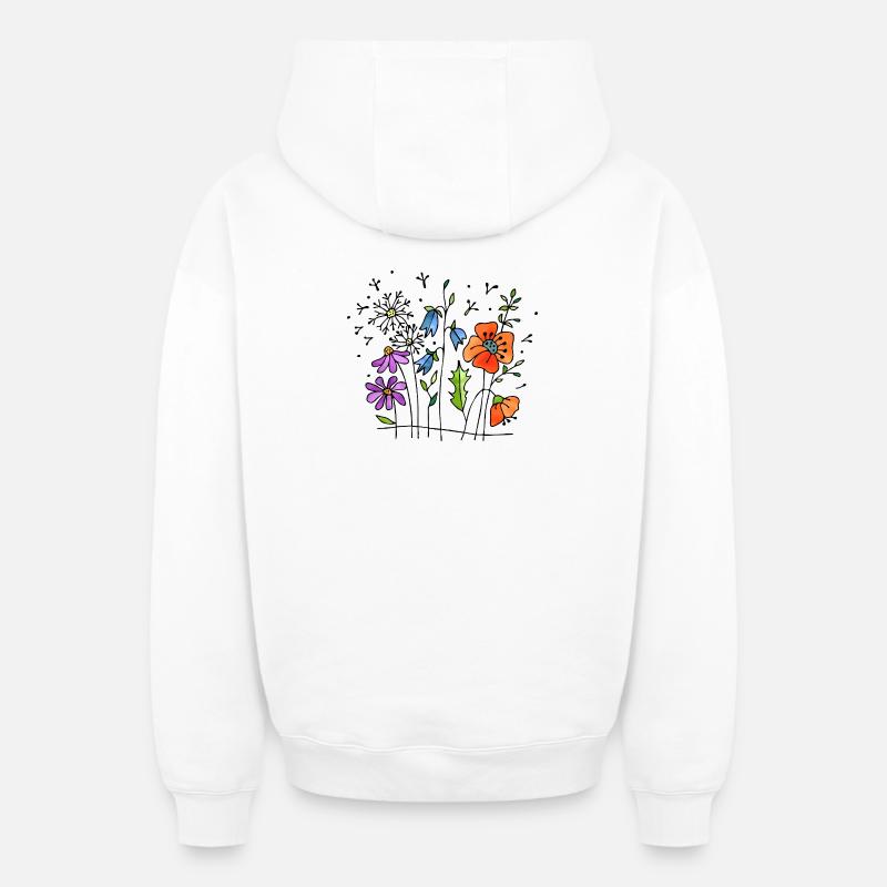 Fleur - Sweat à capuche unisexe zippé oversize épais SPREAD - blanc