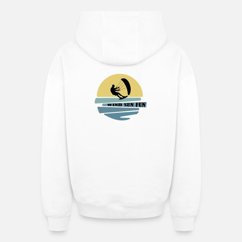 Vent Soleil Fun Kitesurfeur - Sweat à capuche unisexe zippé oversize épais SPREAD - blanc
