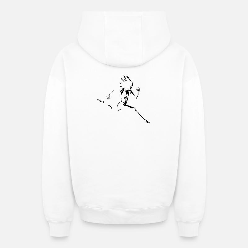 runner - Oversized Heavyweight Unisex Zip Hoodie - white