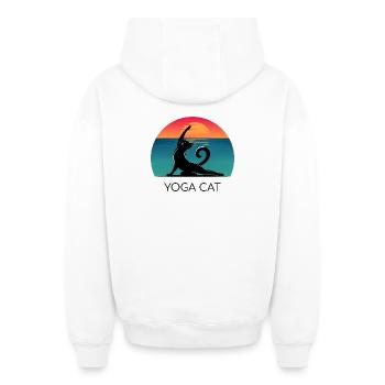 Yoga Cat – Entspanntes Design für Katzenfans - Oversized Heavyweight Unisex Zip Hoodie - Weiß - Hinten - AI Model Male 178 light (178cm)