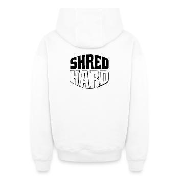 Shred Hard Snowboard Style - Oversized Heavyweight Unisex Zip Hoodie - Weiß - Hinten - AI Model Male 178 light (178cm)
