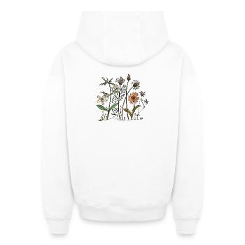 Blumen - Oversized Heavyweight Unisex Zip Hoodie - Weiß - Hinten - AI Model Male 178 light (178cm)