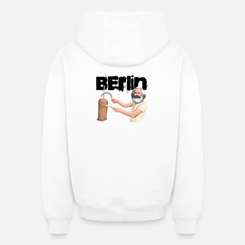 Berlin Döner Marx - Sweat à capuche unisexe zippé oversize épais SPREAD - blanc