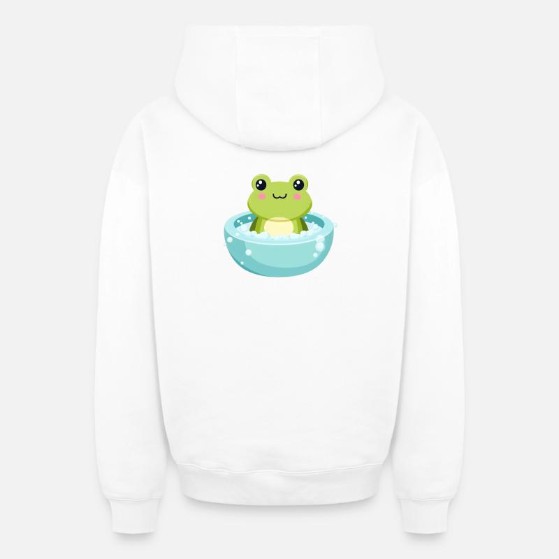 Grenouille dans un bain moussant - Sweat à capuche unisexe zippé oversize épais SPREAD - blanc