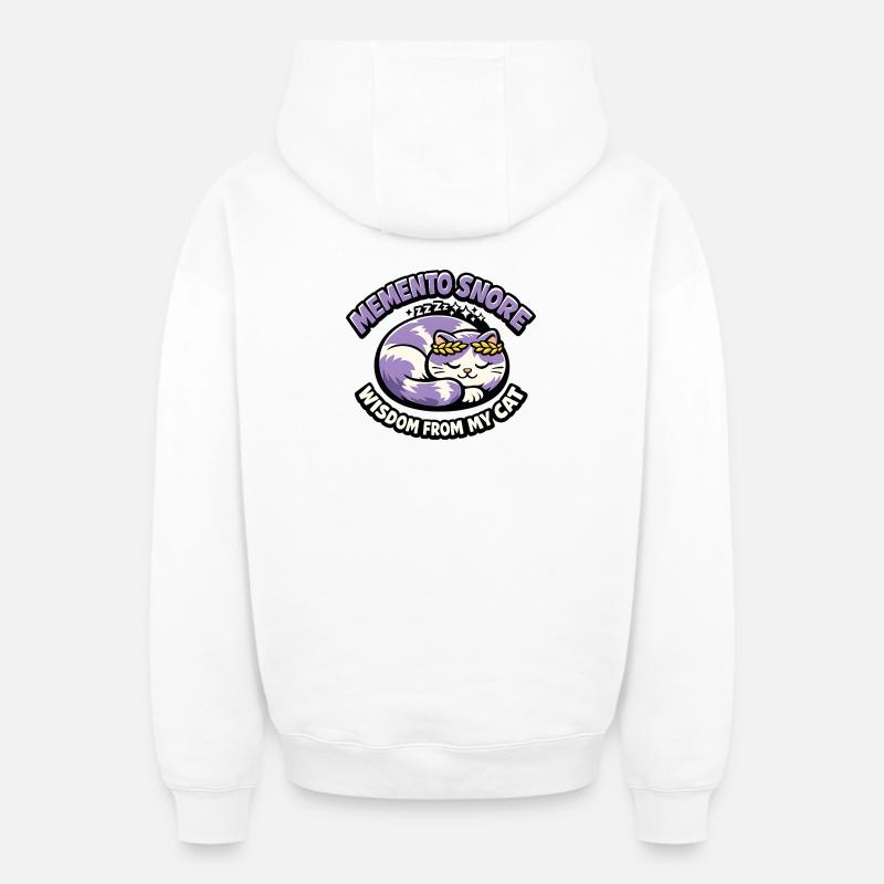 Chat Ronflement Souvenir Laurier Violet - Sweat à capuche unisexe zippé oversize épais SPREAD - blanc