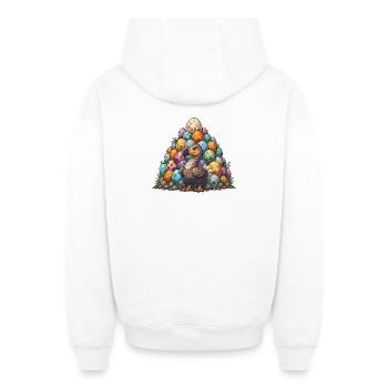 La colline colorée des œufs de dodo - Sweat à capuche unisexe zippé oversize épais SPREAD - blanc - Dos - AI Model Male 178 light (178cm)