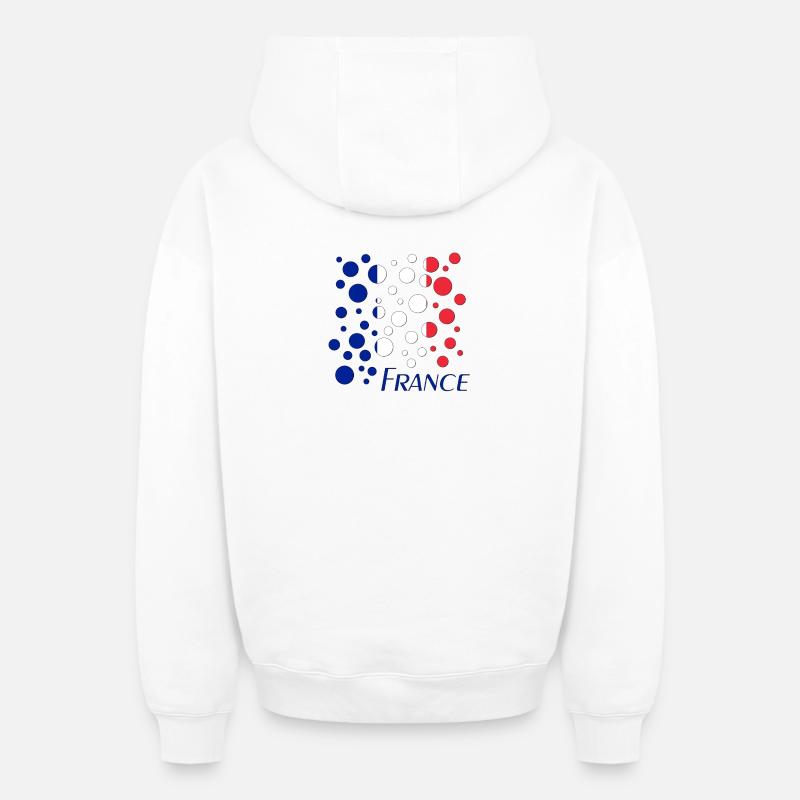 French Circle Dots Pattern - Oversized Heavyweight Unisex Zip Hoodie - white