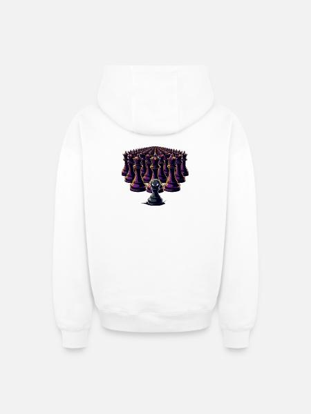 Lonely peasant against king's army - Oversized Heavyweight Unisex Zip Hoodie - white