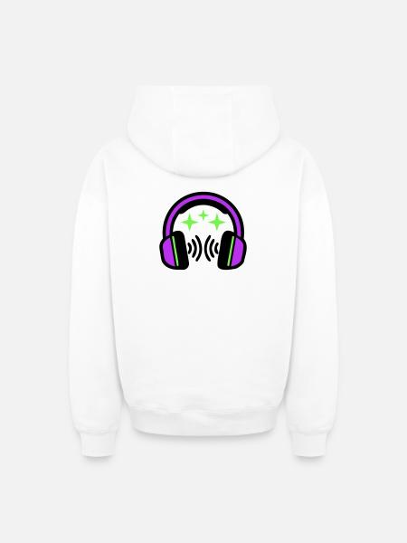 Headphones Stars Icon - Oversized Heavyweight Unisex Zip Hoodie - white