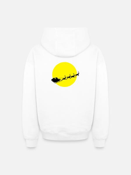 Santa in a Full Moon - Oversized Heavyweight Unisex Zip Hoodie - white