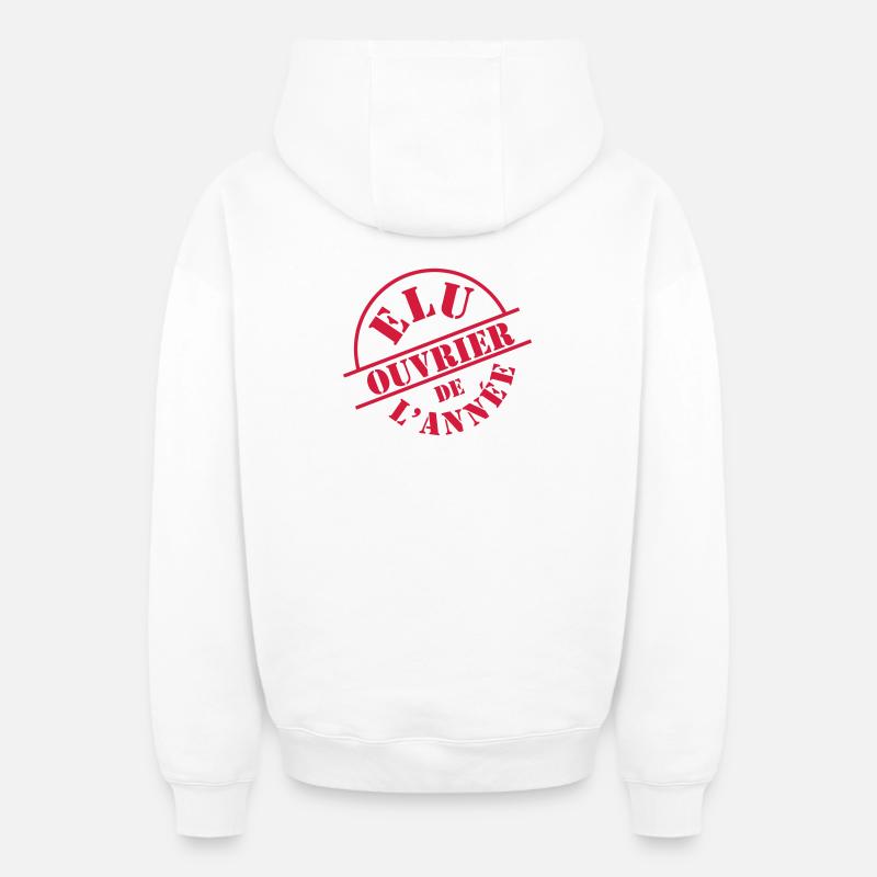 Ouvrier - Sweat à capuche unisexe zippé oversize épais SPREAD - blanc