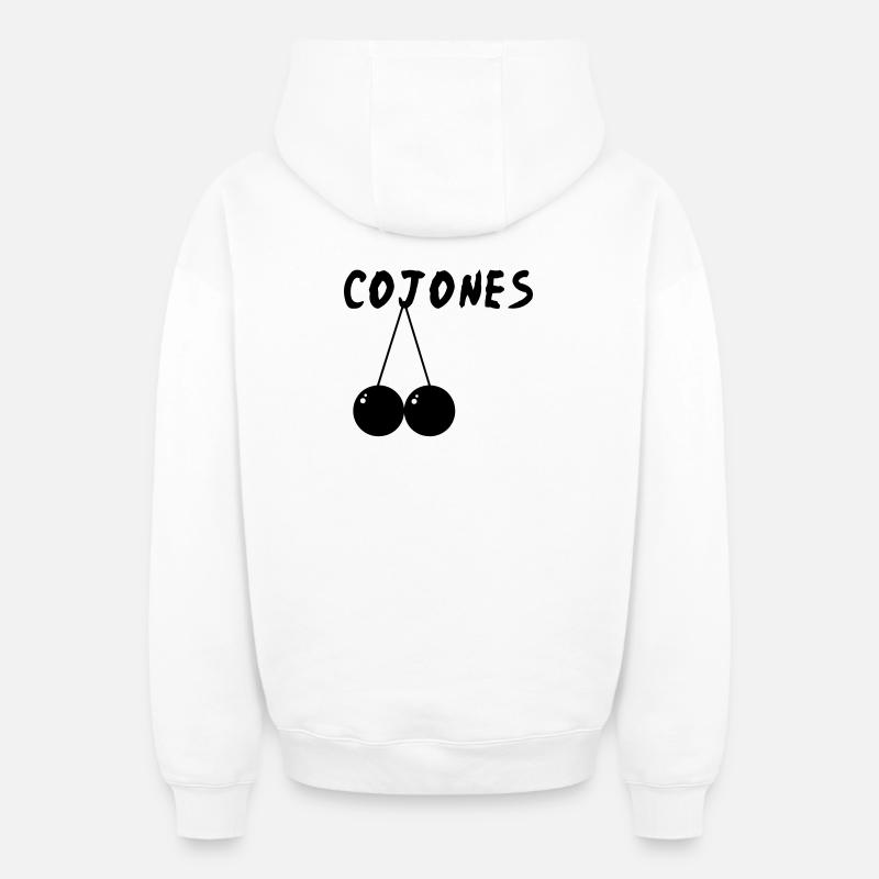 Cojones - Sweat à capuche unisexe zippé oversize épais SPREAD - blanc