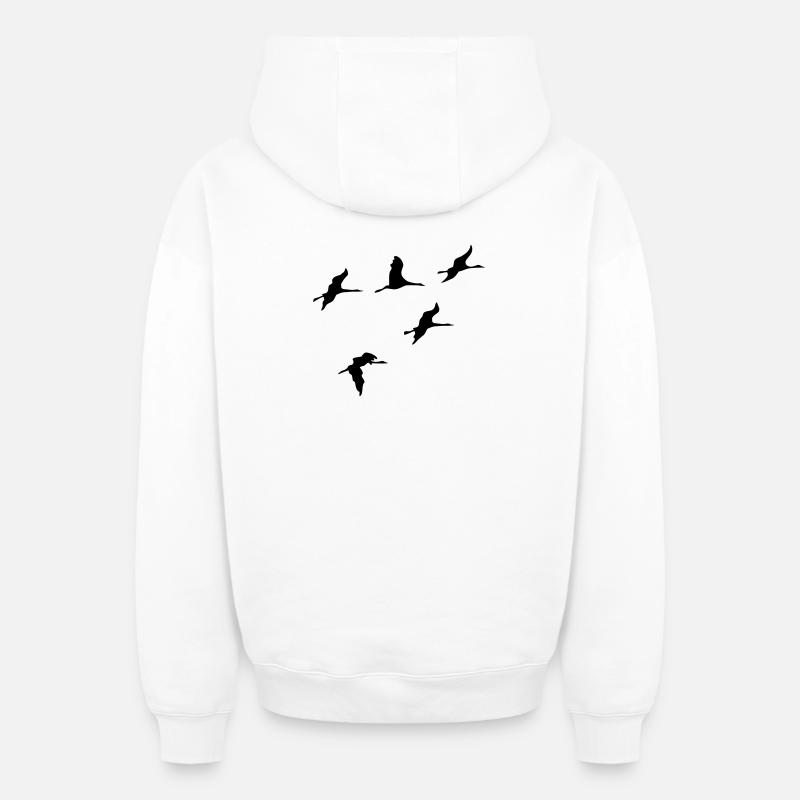 oiseau - Sweat à capuche unisexe zippé oversize épais SPREAD - blanc