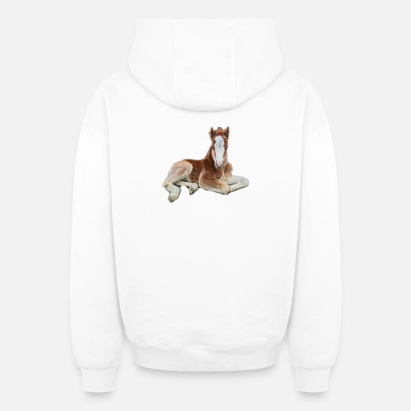 Poulains - Sweat à capuche unisexe zippé oversize épais SPREAD - blanc