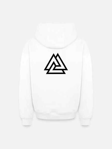 Valknut knot fallen in battle - Oversized Heavyweight Unisex Zip Hoodie - white