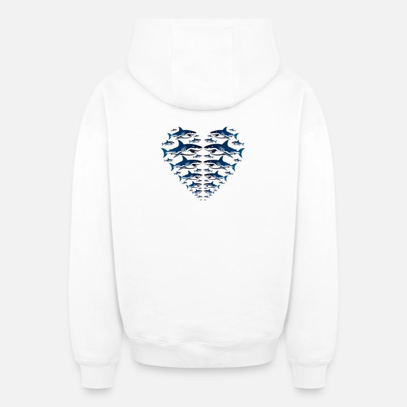 Shark Heart - Sweat à capuche unisexe zippé oversize épais SPREAD - blanc