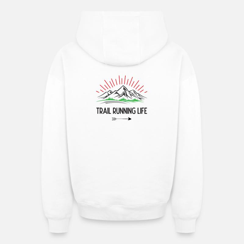 Vie de trail running - Sweat à capuche unisexe zippé oversize épais SPREAD - blanc