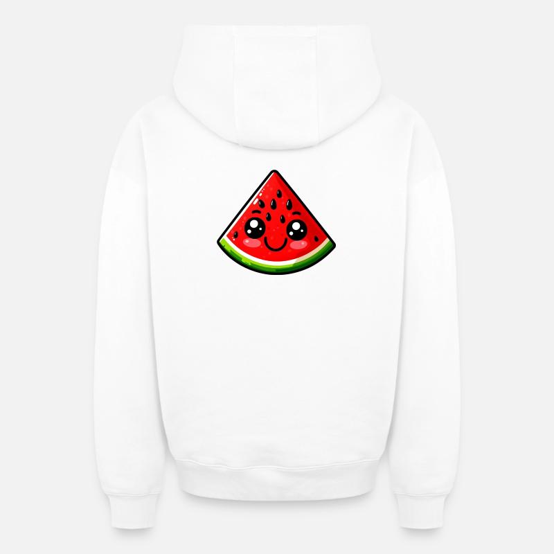 Pastèque Pastèques - Sweat à capuche unisexe zippé oversize épais SPREAD - blanc