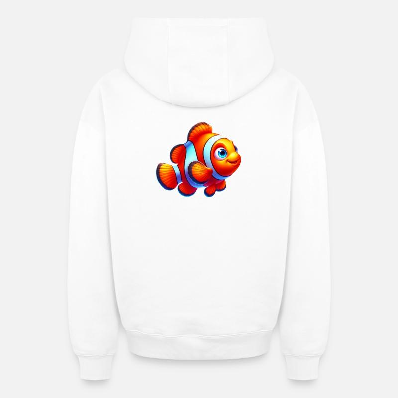 Poisson-clown - Sweat à capuche unisexe zippé oversize épais SPREAD - blanc