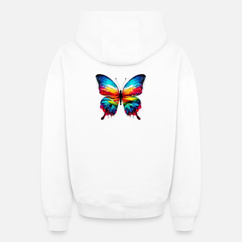 Papillon - Sweat à capuche unisexe zippé oversize épais SPREAD - blanc