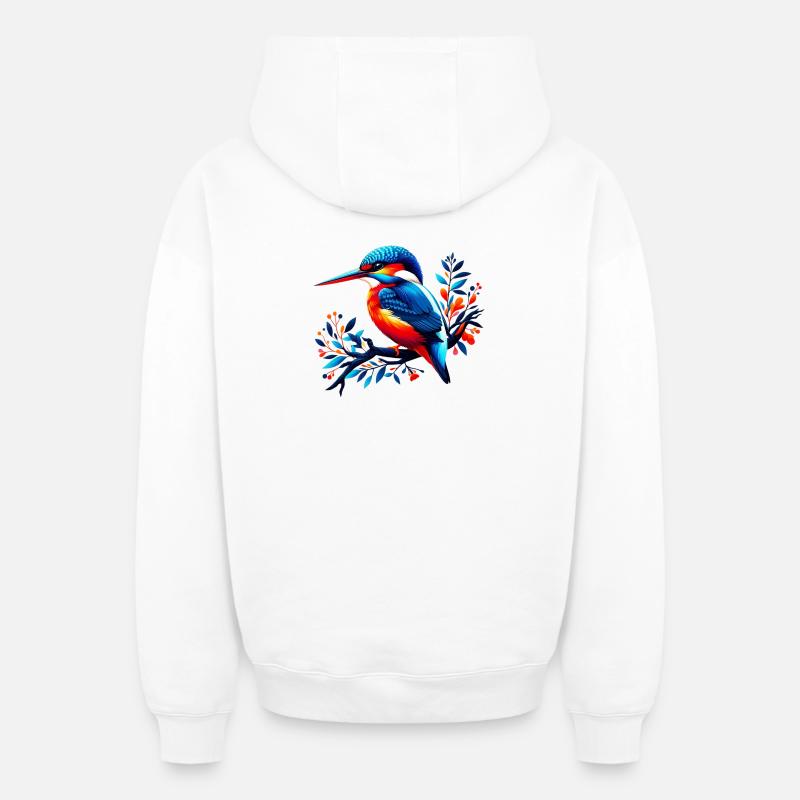 Martin-pêcheur - Sweat à capuche unisexe zippé oversize épais SPREAD - blanc