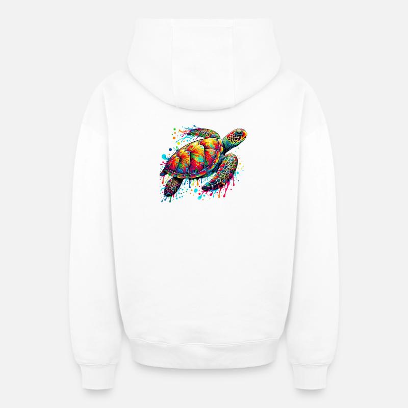 Tortue - Sweat à capuche unisexe zippé oversize épais SPREAD - blanc