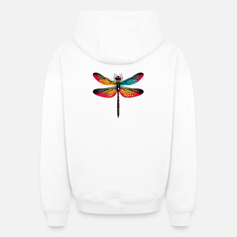 Libellule - Sweat à capuche unisexe zippé oversize épais SPREAD - blanc